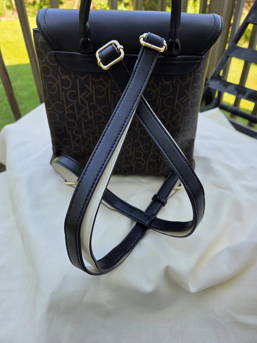 Calvin Klein Black, Brown & Cream Logo Backpack